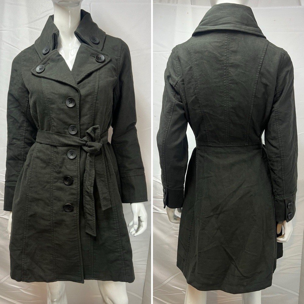 I. Spiewak & Sons Women’s Small Charcoal Cotton Twill Belted Trench Coat Jacket